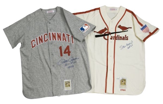 3,000 Hit Signed Jersey Lot of (2): Pete Rose and Stan Musial